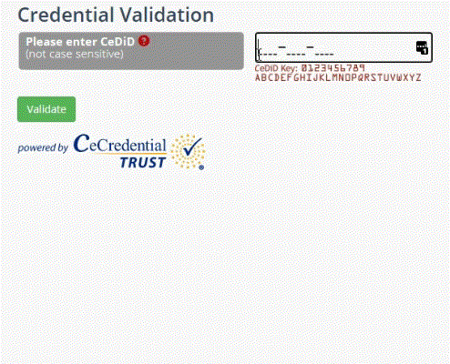 Image of CeCredential's Digital Diploma Validation Page